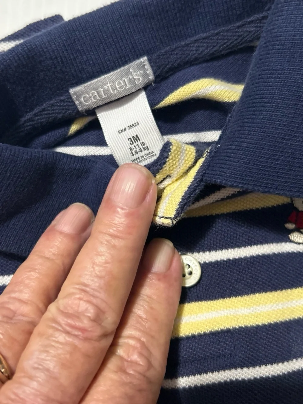 Carter's Navy, Yellow & White Striped Polo One-Piece